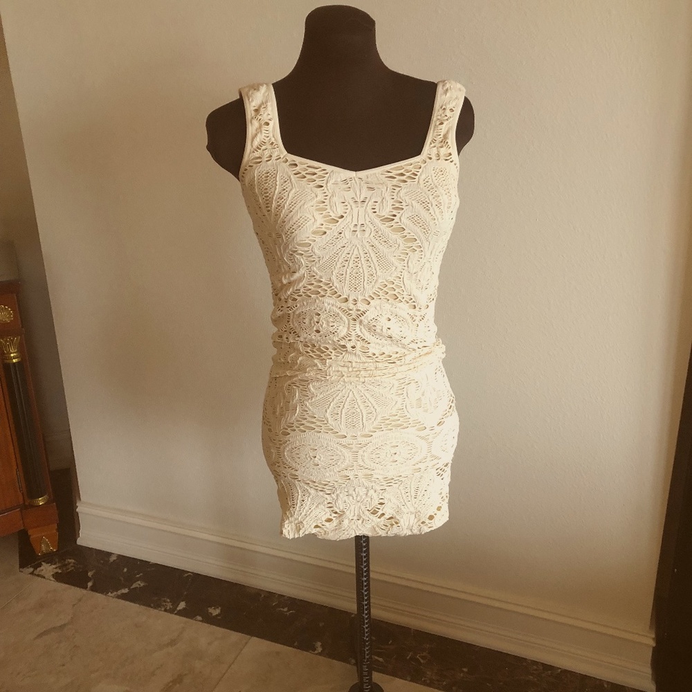 CREAM COLOR - SPANDEX BODYCON DRESS